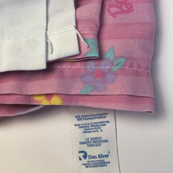 Vintage 90s Barbie Bedsheets Twin Set (Flat + Fitted) 1997 Sweet Dreams Ribbons - Picture 13 of 15